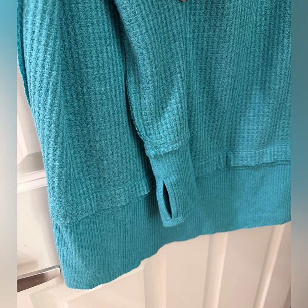 We The Free/Free People North Shore Thermal Tunic Top in Turquoise, Small - Picture 3 of 14